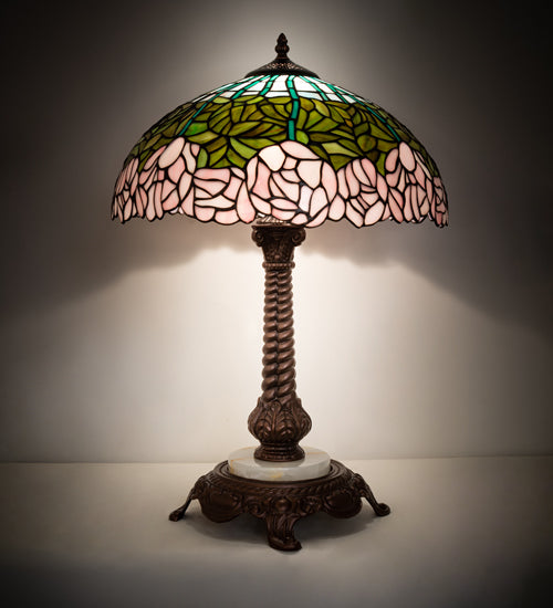 Meyda Tiffany Lighting 251964 Tiffany Cabbage Rose One Light Table Lamp Lamp Bronze / Dark