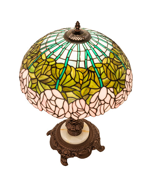 Meyda Tiffany Lighting 251964 Tiffany Cabbage Rose One Light Table Lamp Lamp Bronze / Dark