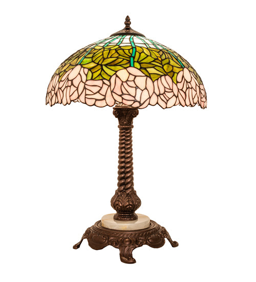 Meyda Tiffany Lighting 251964 Tiffany Cabbage Rose One Light Table Lamp Lamp Bronze / Dark