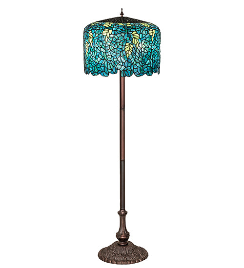 Meyda Tiffany Lighting 252160 Tiffany Wisteria Three Light Floor Base Lamp Bronze / Dark