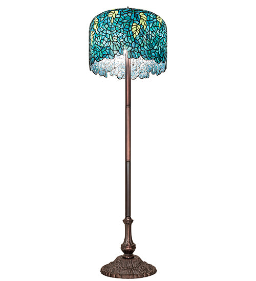 Meyda Tiffany Lighting 252160 Tiffany Wisteria Three Light Floor Base Lamp Bronze / Dark