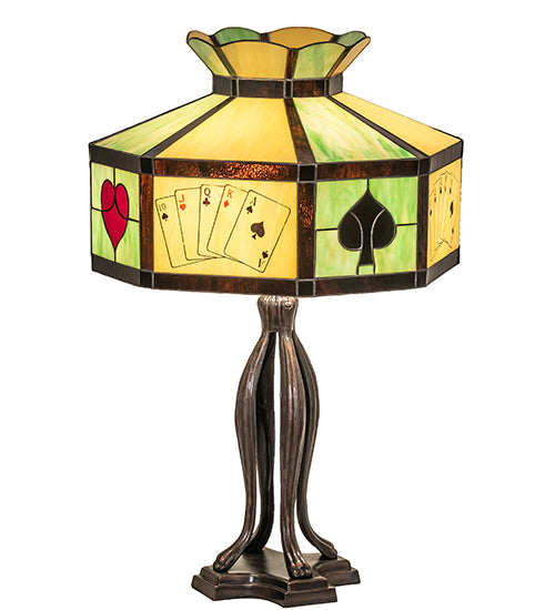 Meyda Tiffany Lighting 252404 Poker Face Three Light Table Lamp Lamp Bronze / Dark