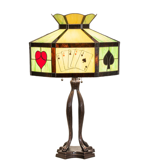 Meyda Tiffany Lighting 252404 Poker Face Three Light Table Lamp Lamp Bronze / Dark