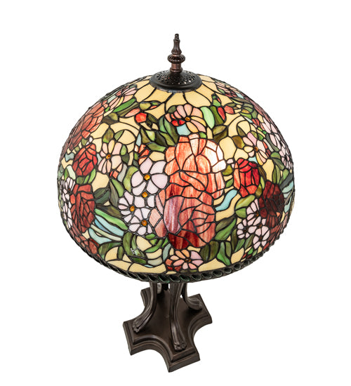 Meyda Tiffany Lighting 252596 Romance Rose Three Light Table Lamp Lamp Bronze / Dark
