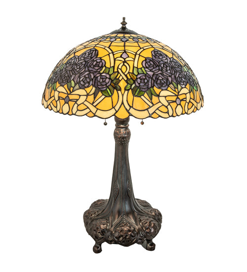 Meyda Tiffany Lighting 252640 Rose Bouquet Three Light Table Lamp Lamp Bronze / Dark