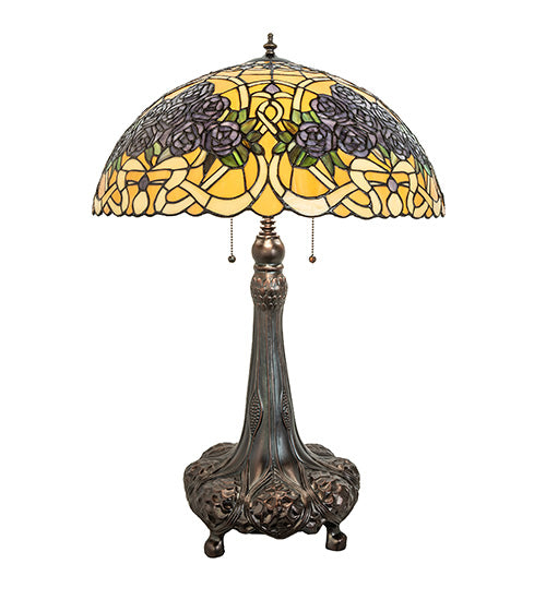 Meyda Tiffany Lighting 252640 Rose Bouquet Three Light Table Lamp Lamp Bronze / Dark