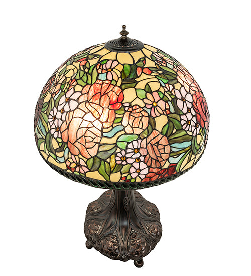 Meyda Tiffany Lighting 252829 Romance Rose Three Light Table Lamp Lamp Bronze / Dark