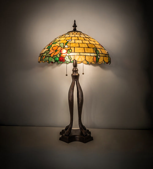 Meyda Tiffany Lighting 253006 Duffner & Kimberly Hollyhock Two Light Table Lamp Lamp Bronze / Dark