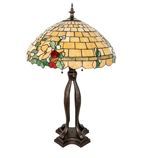 Meyda Tiffany Lighting 253006 Duffner & Kimberly Hollyhock Two Light Table Lamp Lamp Bronze / Dark