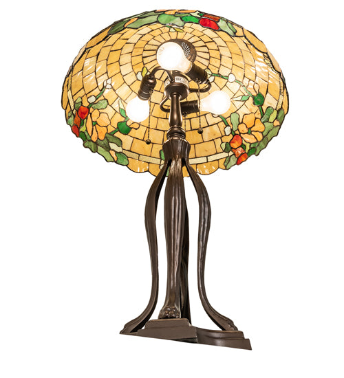 Meyda Tiffany Lighting 253006 Duffner & Kimberly Hollyhock Two Light Table Lamp Lamp Bronze / Dark