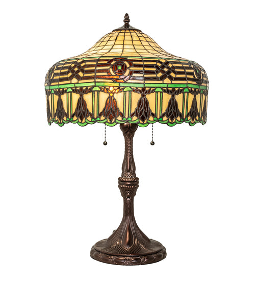 Meyda Tiffany Lighting 253398 Gorham Two Light Table Lamp Lamp Bronze / Dark