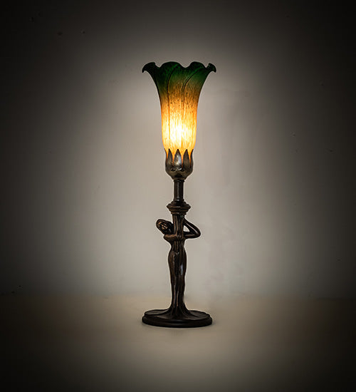 Meyda Tiffany Lighting 253516 Amber/Green One Light Mini Lamp Lamp Bronze / Dark