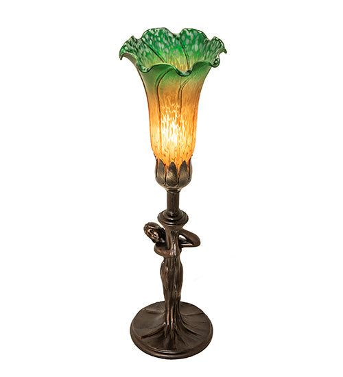 Meyda Tiffany Lighting 253516 Amber/Green One Light Mini Lamp Lamp Bronze / Dark