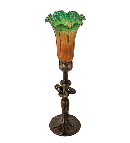 Meyda Tiffany Lighting 253516 Amber/Green One Light Mini Lamp Lamp Bronze / Dark