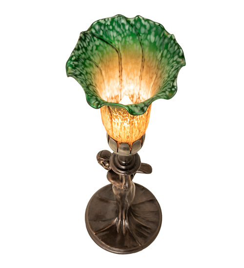 Meyda Tiffany Lighting 253516 Amber/Green One Light Mini Lamp Lamp Bronze / Dark