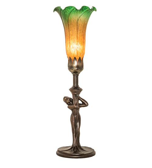 Meyda Tiffany Lighting 253516 Amber/Green One Light Mini Lamp Lamp Bronze / Dark