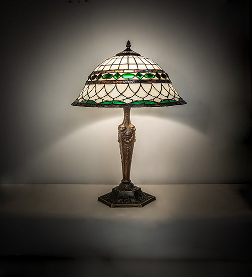 Meyda Tiffany Lighting 253629 Tiffany Roman One Light Table Lamp Lamp Copper/Antique/Verde