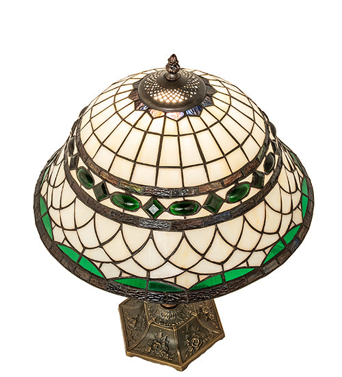 Meyda Tiffany Lighting 253629 Tiffany Roman One Light Table Lamp Lamp Copper/Antique/Verde