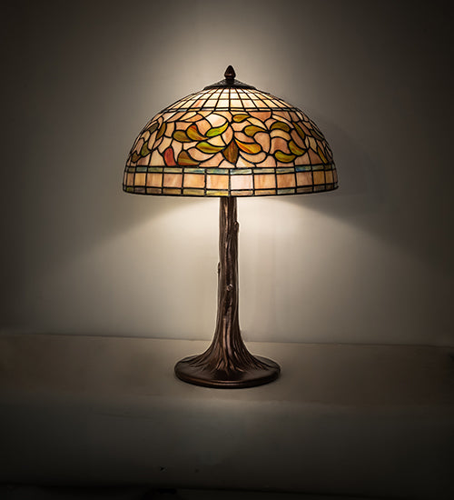 Meyda Tiffany Lighting 253821 Tiffany Turning Leaf One Light Table Lamp Lamp Bronze / Dark