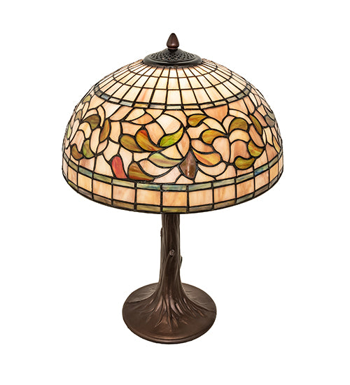 Meyda Tiffany Lighting 253821 Tiffany Turning Leaf One Light Table Lamp Lamp Bronze / Dark