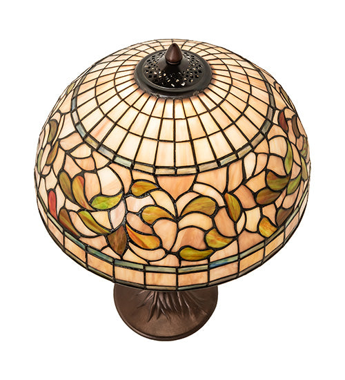 Meyda Tiffany Lighting 253821 Tiffany Turning Leaf One Light Table Lamp Lamp Bronze / Dark