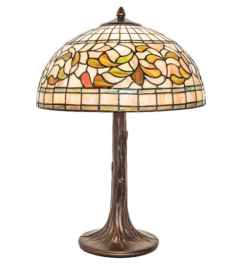 Meyda Tiffany Lighting 253821 Tiffany Turning Leaf One Light Table Lamp Lamp Bronze / Dark