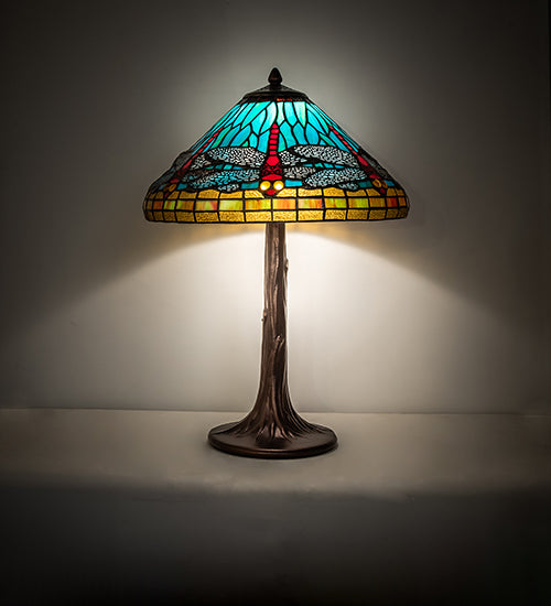 Meyda Tiffany Lighting 253822 Tiffany Dragonfly One Light Table Lamp Lamp Bronze / Dark