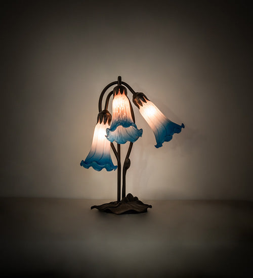 Meyda Tiffany Lighting 254157 Pink/Blue Three Light Table Lamp Lamp Bronze / Dark