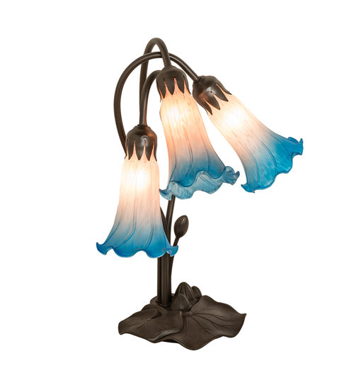 Meyda Tiffany Lighting 254157 Pink/Blue Three Light Table Lamp Lamp Bronze / Dark