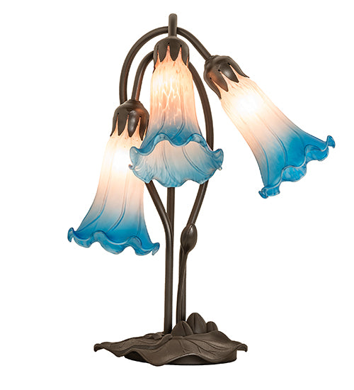 Meyda Tiffany Lighting 254157 Pink/Blue Three Light Table Lamp Lamp Bronze / Dark