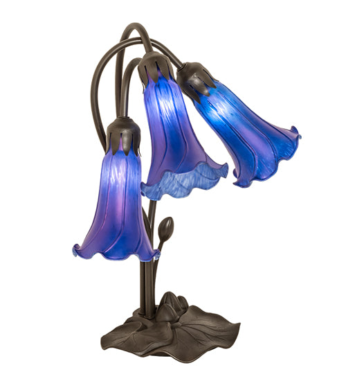 Meyda Tiffany Lighting 254291 Blue Three Light Table Lamp Lamp Bronze / Dark