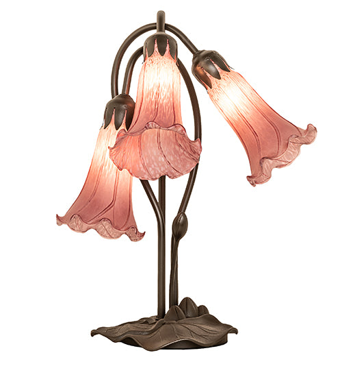 Meyda Tiffany Lighting 254357 Lavender Pond Lily Three Light Table Lamp Lamp Bronze / Dark