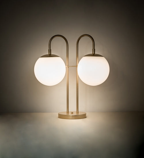 Meyda Tiffany Lighting 254472 Bola Two Light Table Lamp Lamp Gold, Champ, Gld Leaf