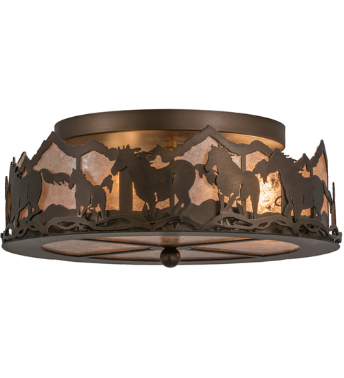 Meyda Tiffany Running Horses 254703 Ceiling Light - Antique Copper