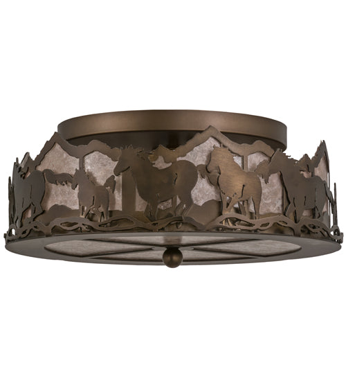 Meyda Tiffany Running Horses 254703 Ceiling Light - Antique Copper
