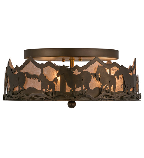 Meyda Tiffany Running Horses 254703 Ceiling Light - Antique Copper