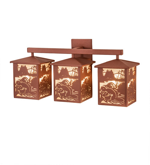 Meyda Tiffany Beaver At Work 254799 Bath Vanity Light 27 in. wide - Rust