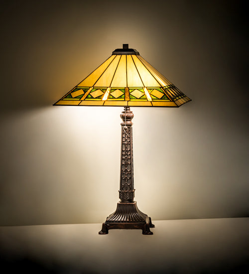 Meyda Tiffany Lighting 255015 Diamond Band Mission Two Light Table Lamp Lamp Bronze / Dark