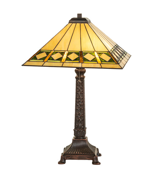 Meyda Tiffany Lighting 255015 Diamond Band Mission Two Light Table Lamp Lamp Bronze / Dark