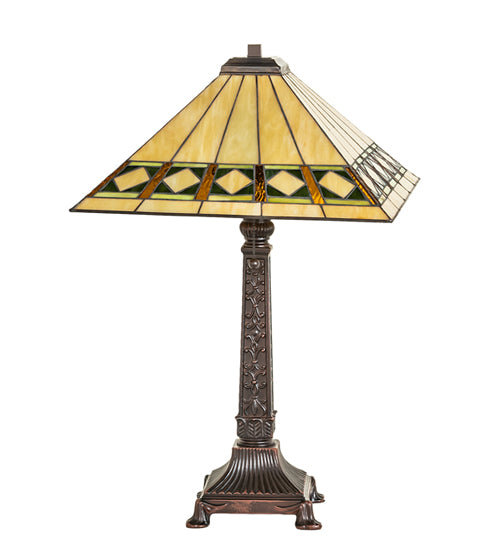 Meyda Tiffany Lighting 255015 Diamond Band Mission Two Light Table Lamp Lamp Bronze / Dark