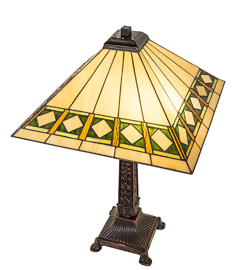 Meyda Tiffany Lighting 255015 Diamond Band Mission Two Light Table Lamp Lamp Bronze / Dark