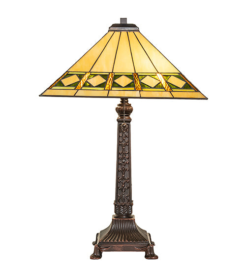 Meyda Tiffany Lighting 255015 Diamond Band Mission Two Light Table Lamp Lamp Bronze / Dark