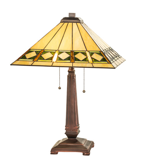 Meyda Tiffany Lighting 255027 Diamond Band Mission Two Light Table Lamp Lamp Bronze / Dark