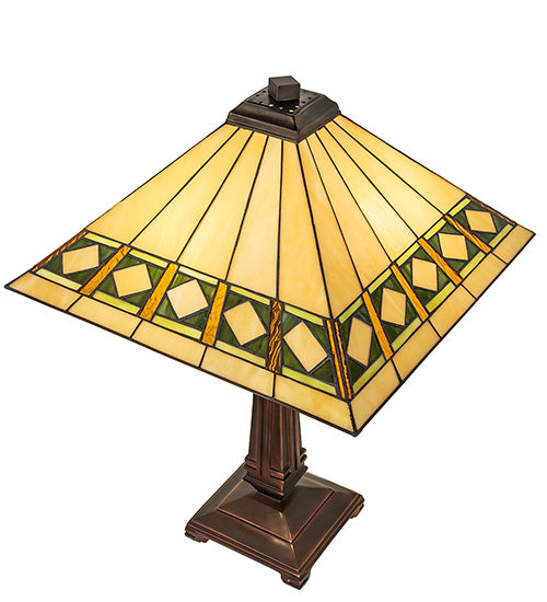 Meyda Tiffany Lighting 255027 Diamond Band Mission Two Light Table Lamp Lamp Bronze / Dark