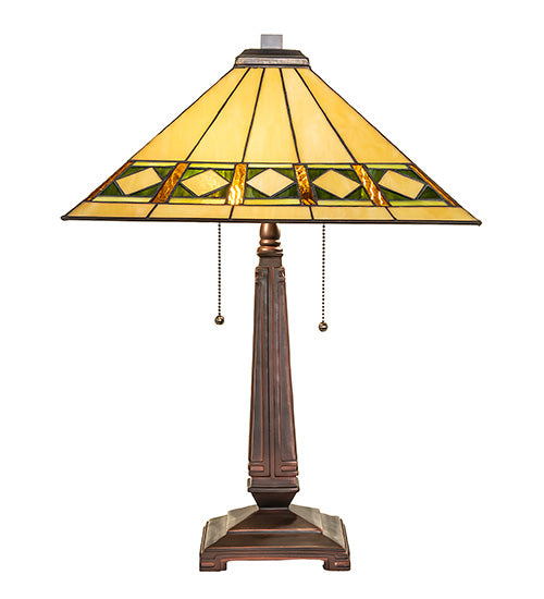 Meyda Tiffany Lighting 255027 Diamond Band Mission Two Light Table Lamp Lamp Bronze / Dark