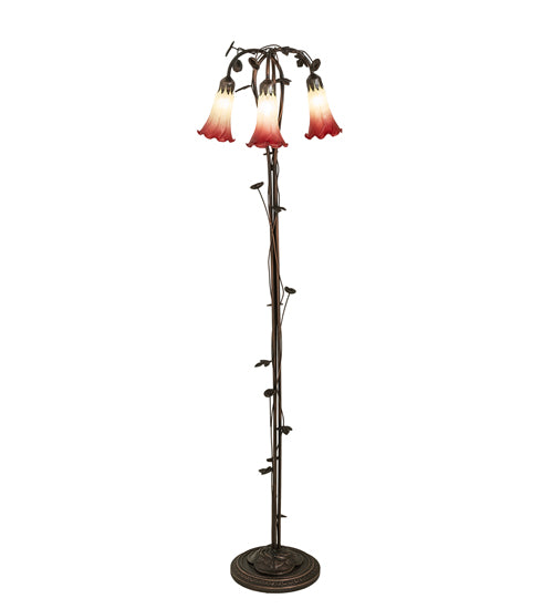 Meyda Tiffany Lighting 255130 Seafoam/Cranberry Three Light Floor Lamp Lamp Bronze / Dark