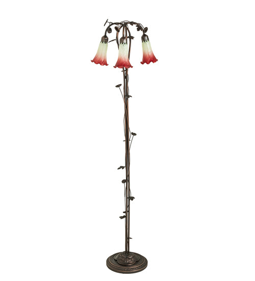 Meyda Tiffany Lighting 255130 Seafoam/Cranberry Three Light Floor Lamp Lamp Bronze / Dark