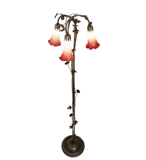 Meyda Tiffany Lighting 255130 Seafoam/Cranberry Three Light Floor Lamp Lamp Bronze / Dark