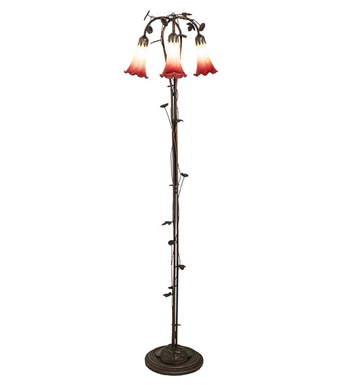 Meyda Tiffany Lighting 255130 Seafoam/Cranberry Three Light Floor Lamp Lamp Bronze / Dark