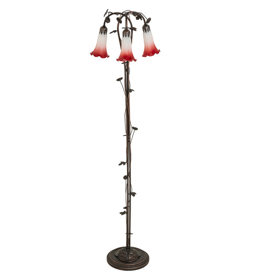 Meyda Tiffany Lighting 255131 Pink/White Three Light Floor Lamp Lamp Bronze / Dark